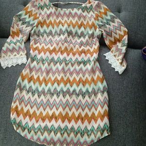 Speechless Dresses - Sheer material zig zag multicolor dress Speechless Dresses - Sheer material zig zag multicolor dress